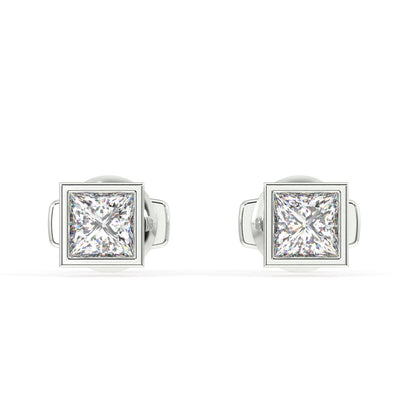 Classic Manhattan Princess Diamond Bezel Studs