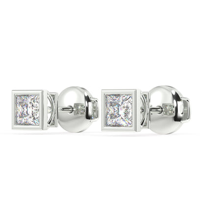 Classic Manhattan Princess Diamond Bezel Studs