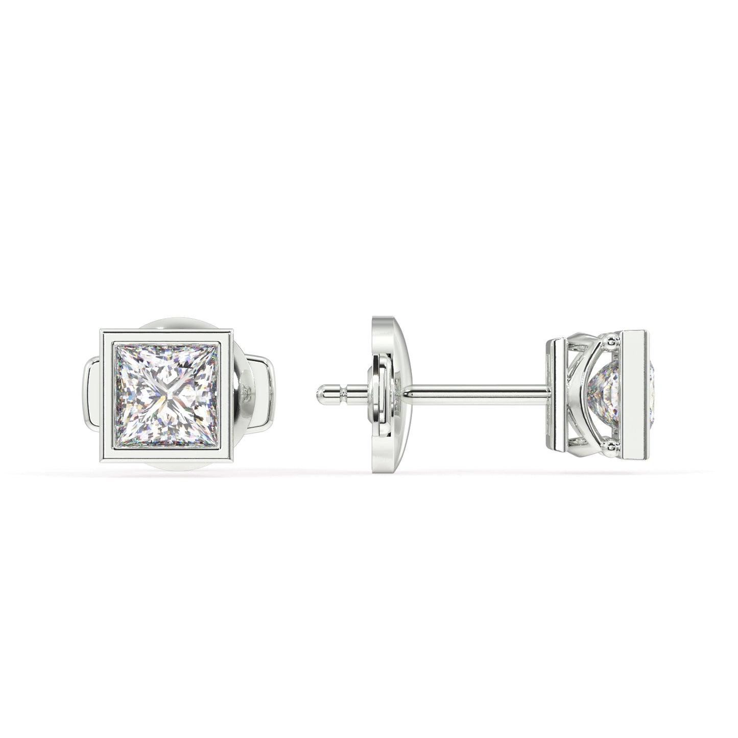 Classic Manhattan Princess Diamond Bezel Studs