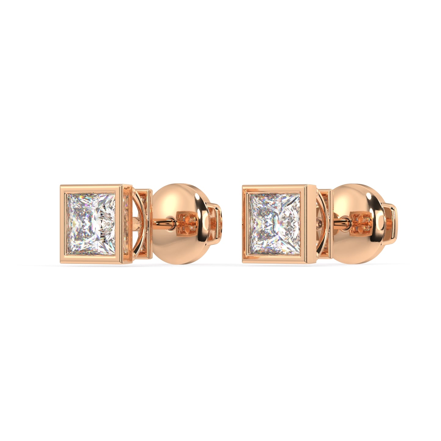 Classic Manhattan Princess Diamond Bezel Studs