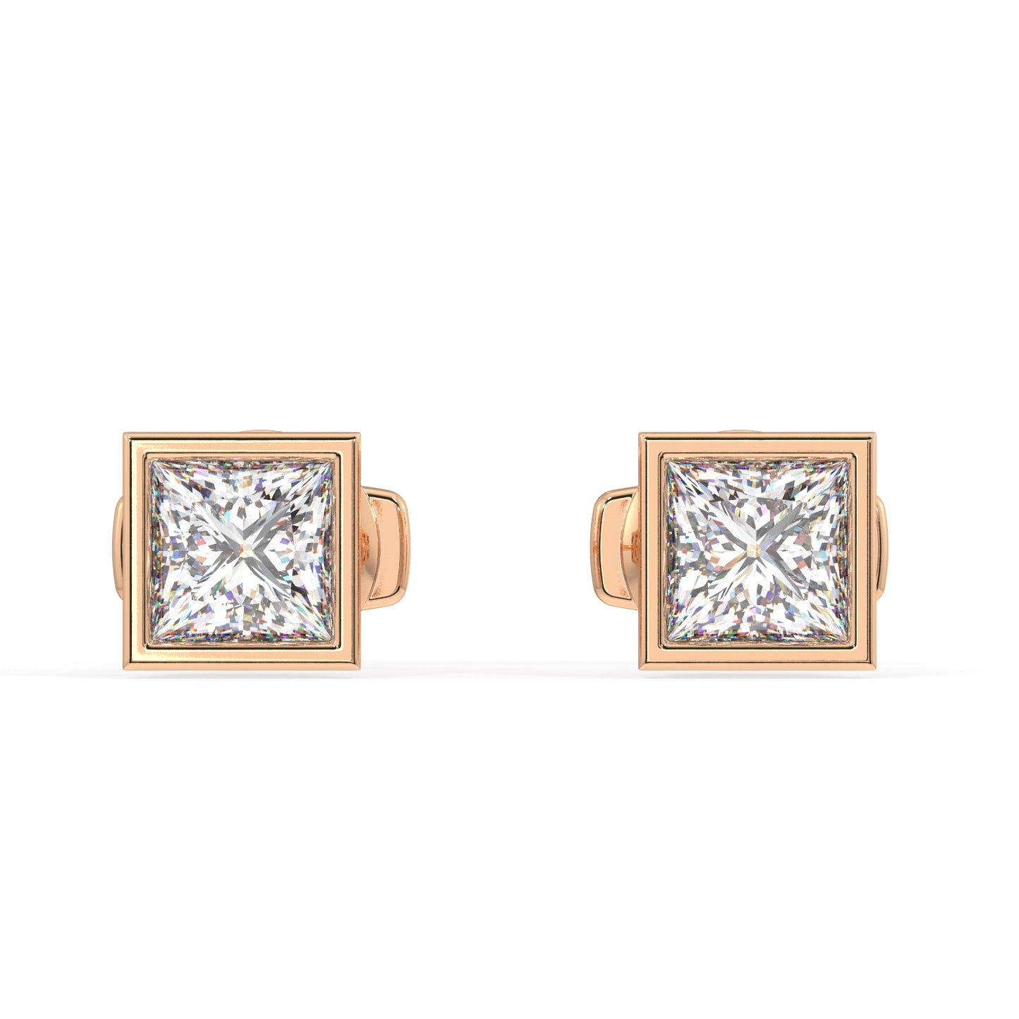 Classic Manhattan Princess Diamond Bezel Studs