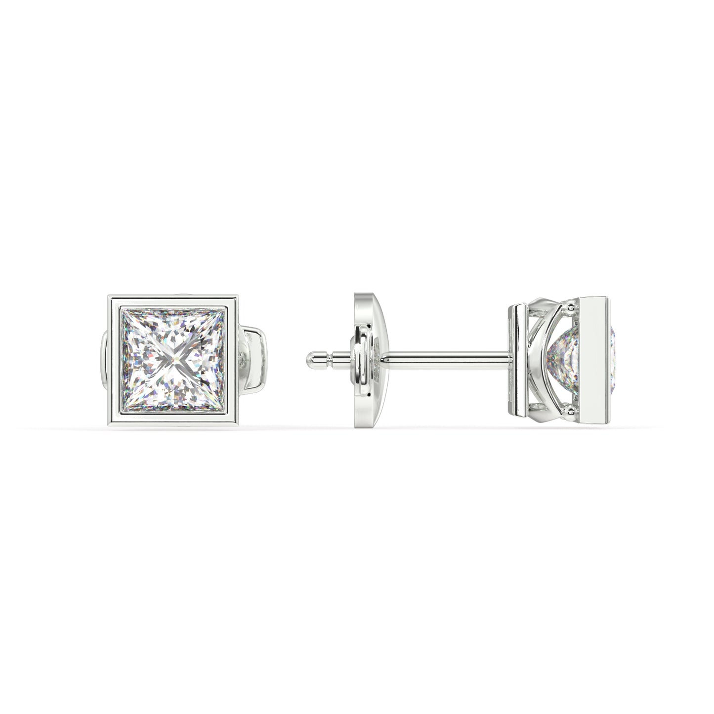 Classic Manhattan Princess Diamond Bezel Studs