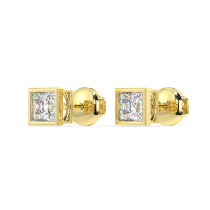 Classic Manhattan Princess Diamond Bezel Studs