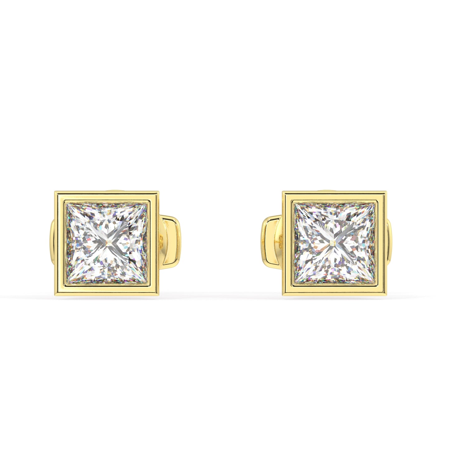 Classic Manhattan Princess Diamond Bezel Studs