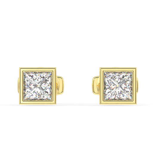 Classic Manhattan Princess Diamond Bezel Studs