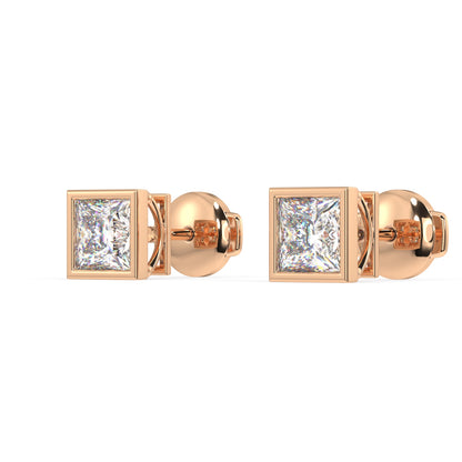 Classic Manhattan Princess Diamond Bezel Studs