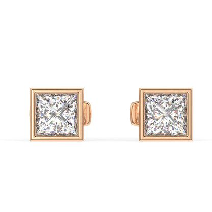 Classic Manhattan Princess Diamond Bezel Studs