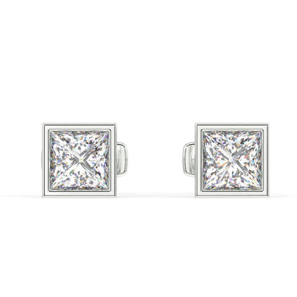 Classic Manhattan Princess Diamond Bezel Studs