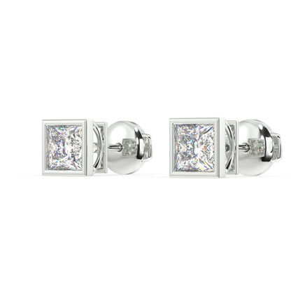 Classic Manhattan Princess Diamond Bezel Studs