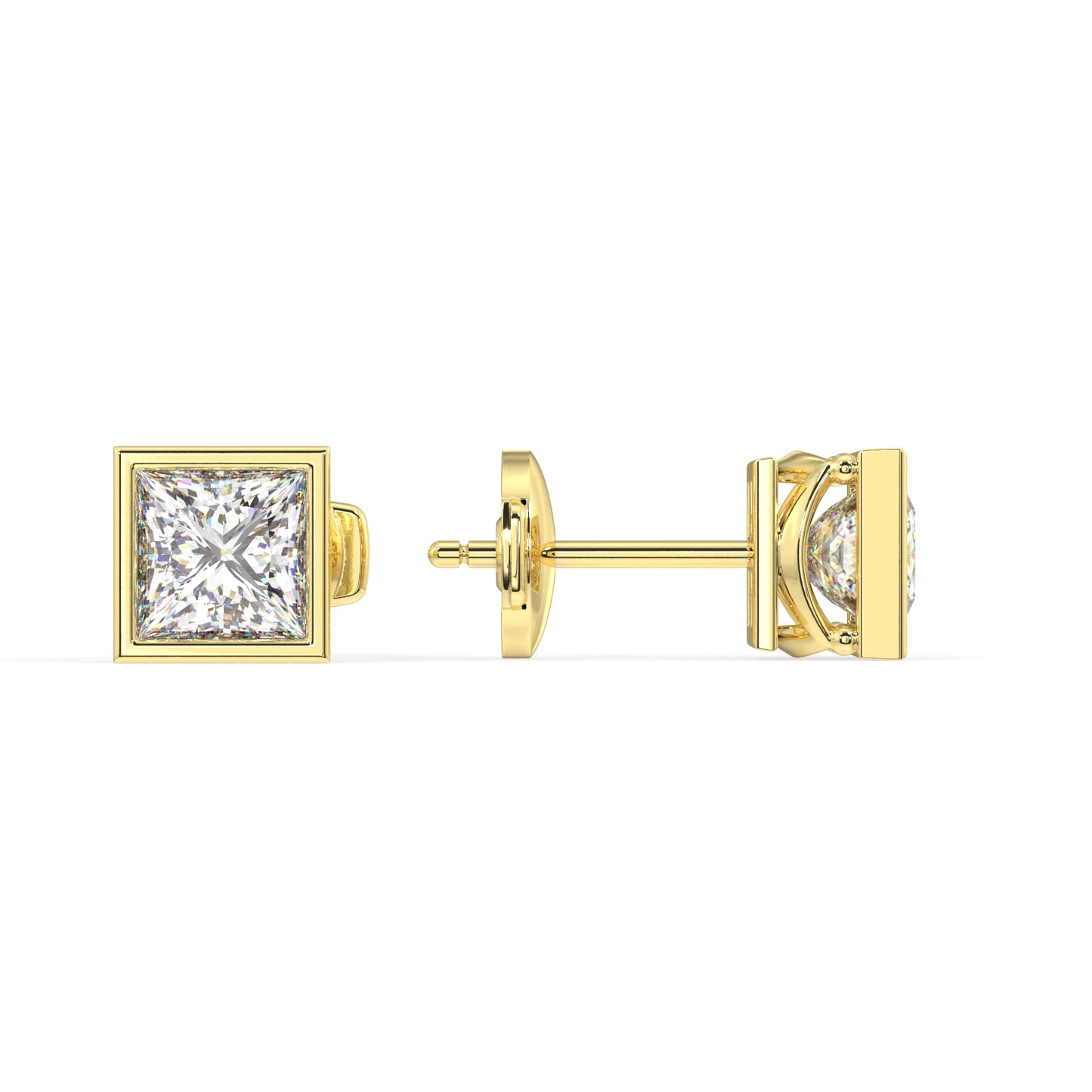 Classic Manhattan Princess Diamond Bezel Studs