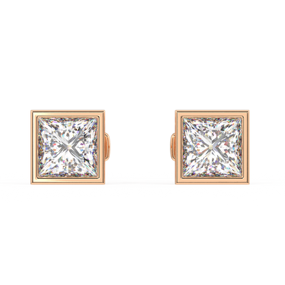 Classic Manhattan Princess Diamond Bezel Studs