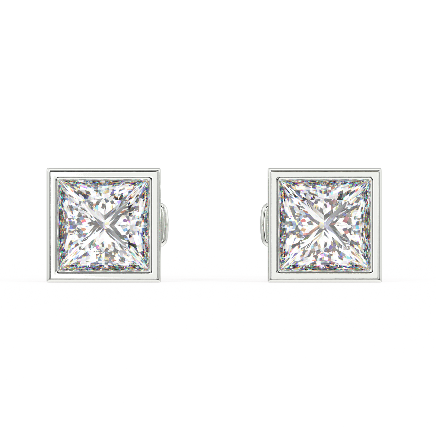 Classic Manhattan Princess Diamond Bezel Studs