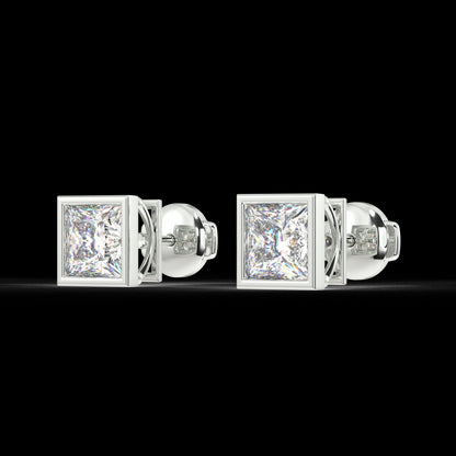 Classic Manhattan Princess Diamond Bezel Studs