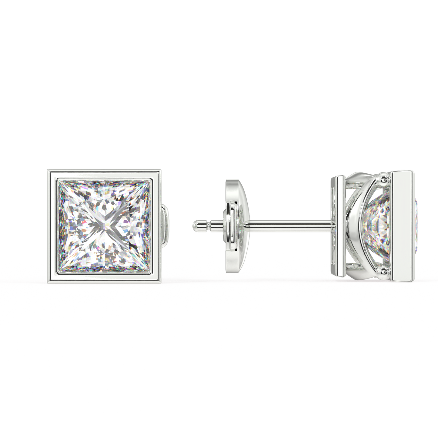 Classic Manhattan Princess Diamond Bezel Studs