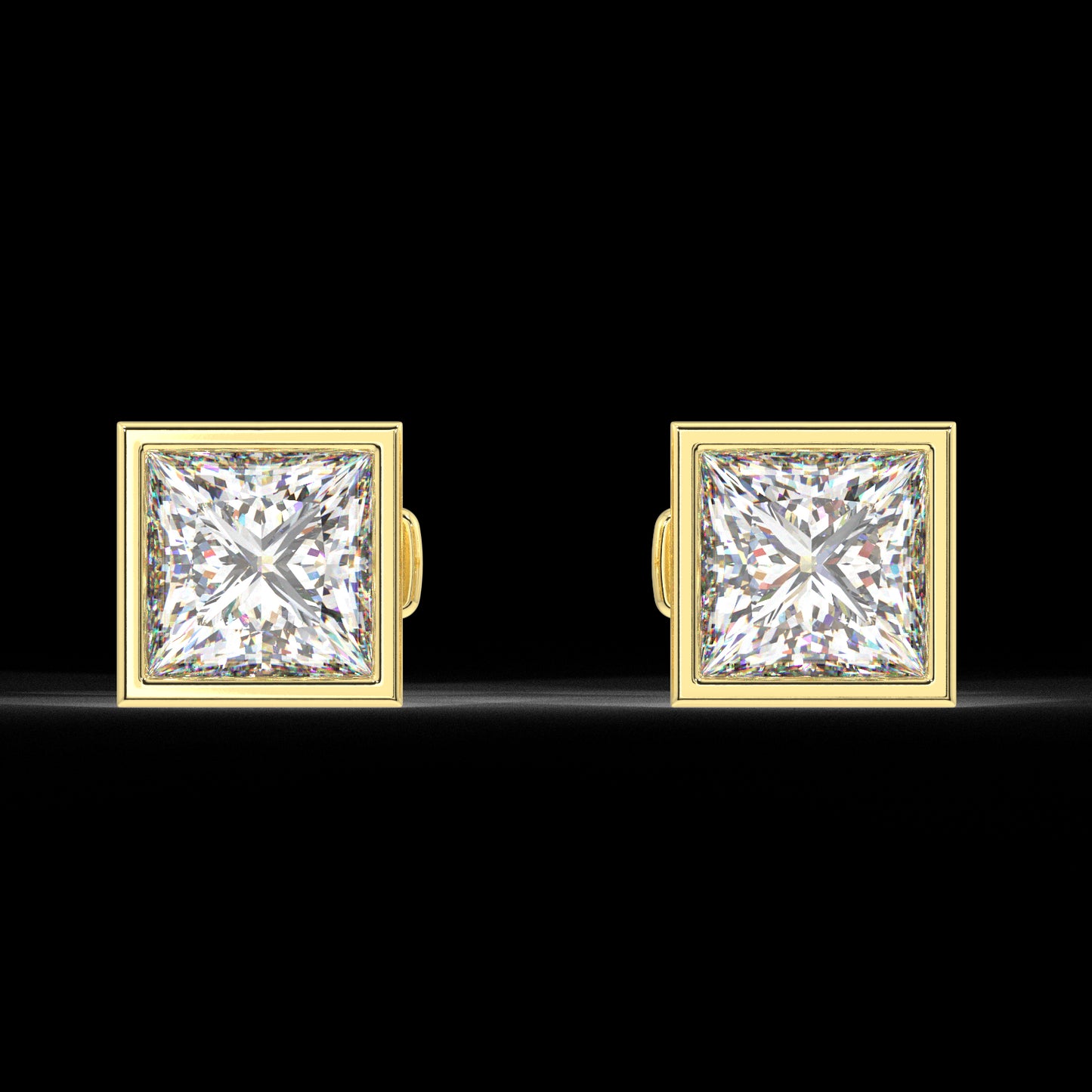 Classic Manhattan Princess Diamond Bezel Studs