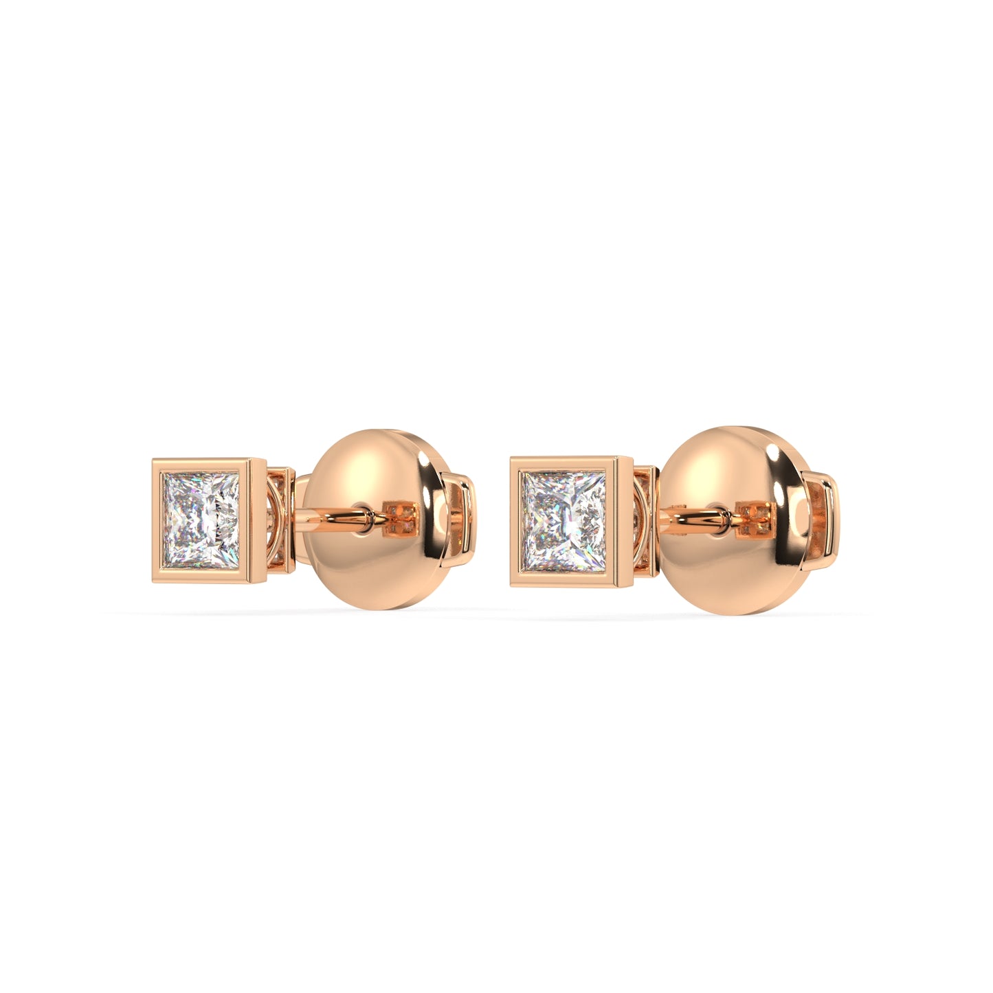 Classic Manhattan Princess Diamond Bezel Studs