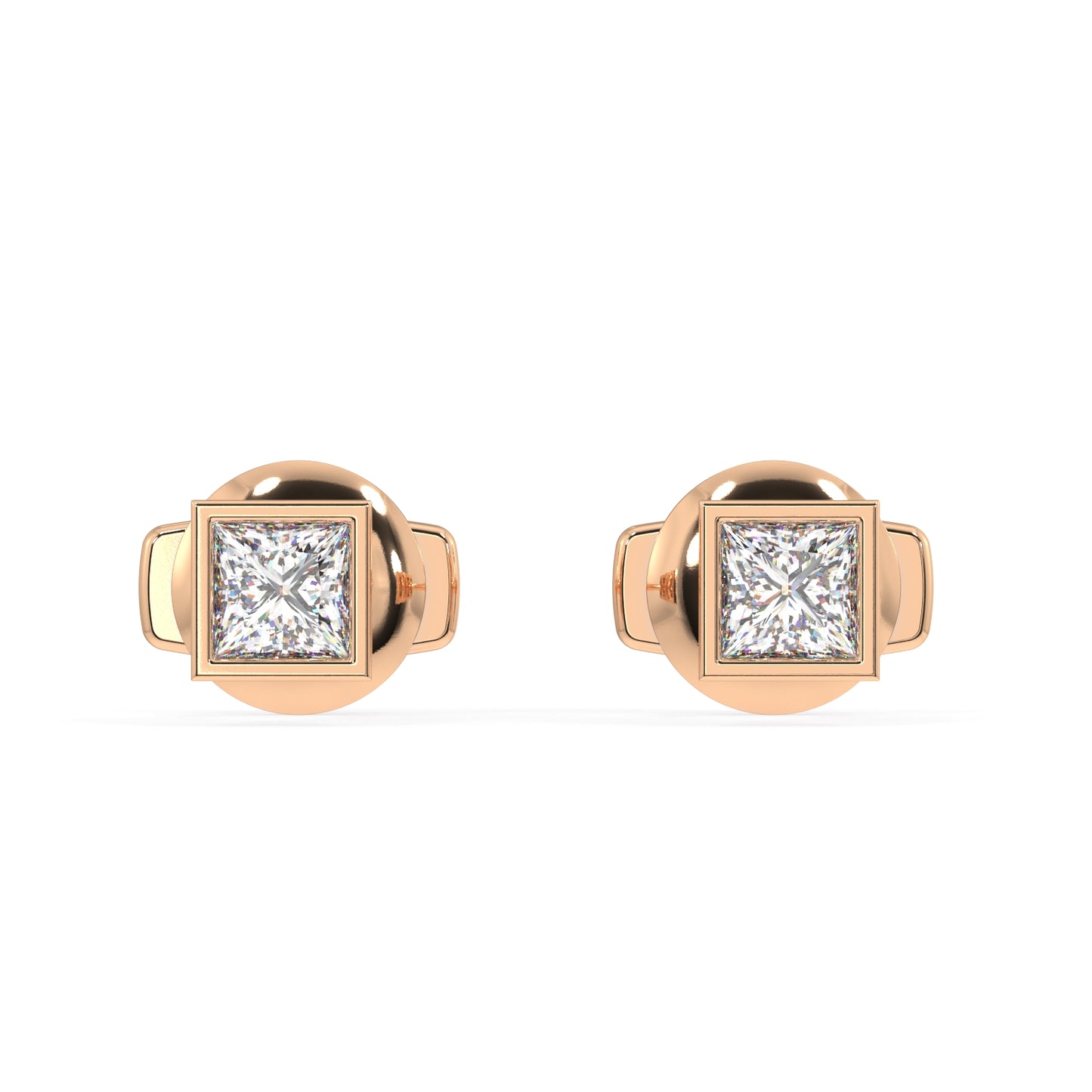 Classic Manhattan Princess Diamond Bezel Studs