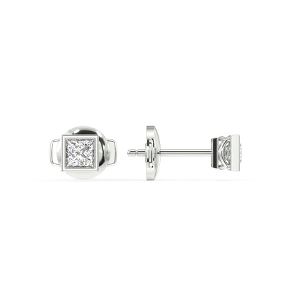 Classic Manhattan Princess Diamond Bezel Studs