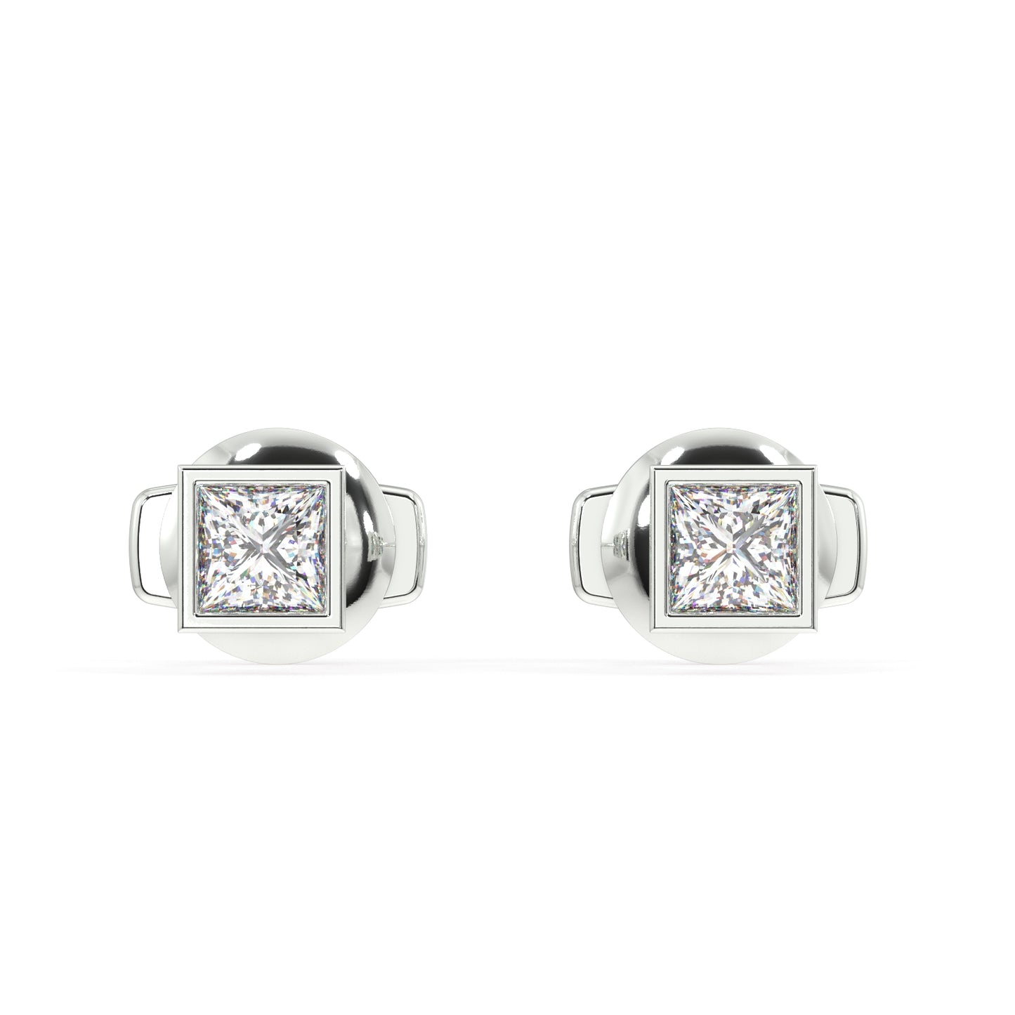 Classic Manhattan Princess Diamond Bezel Studs