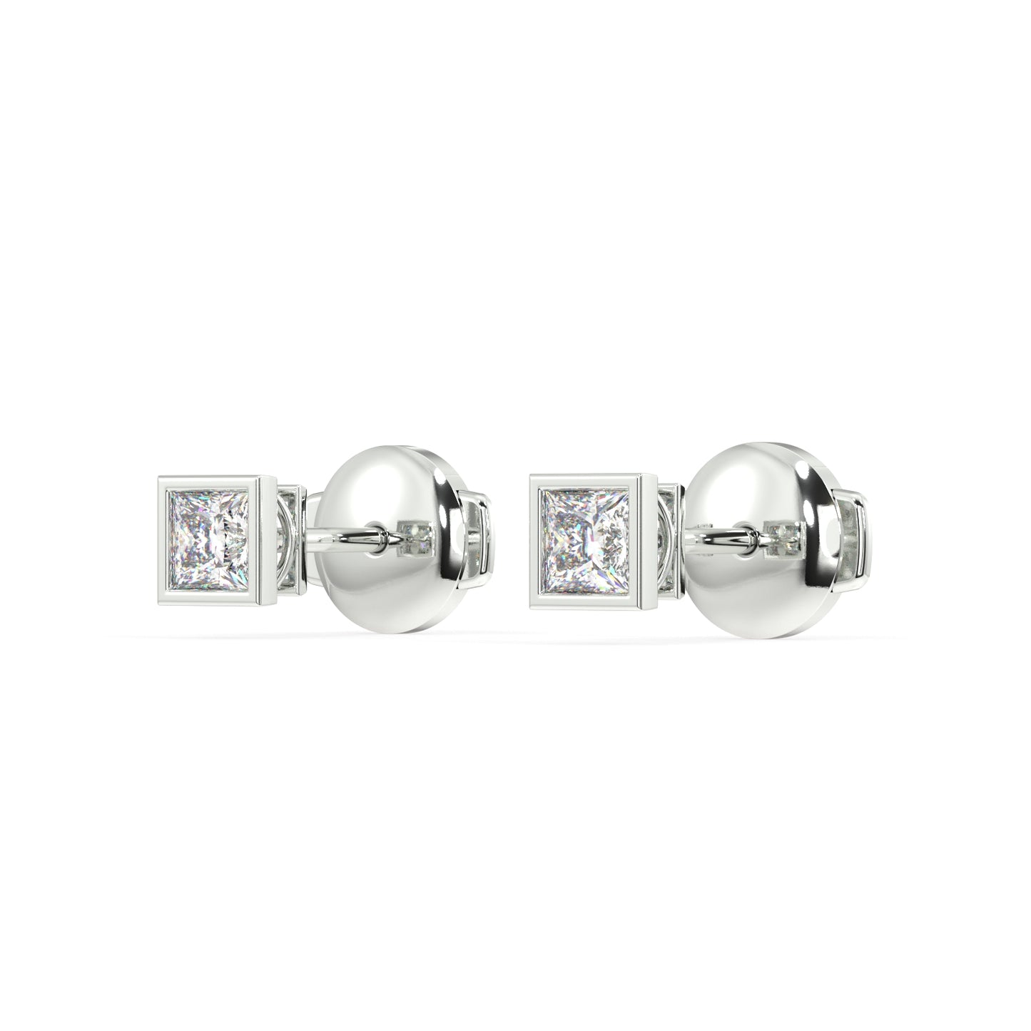 Classic Manhattan Princess Diamond Bezel Studs