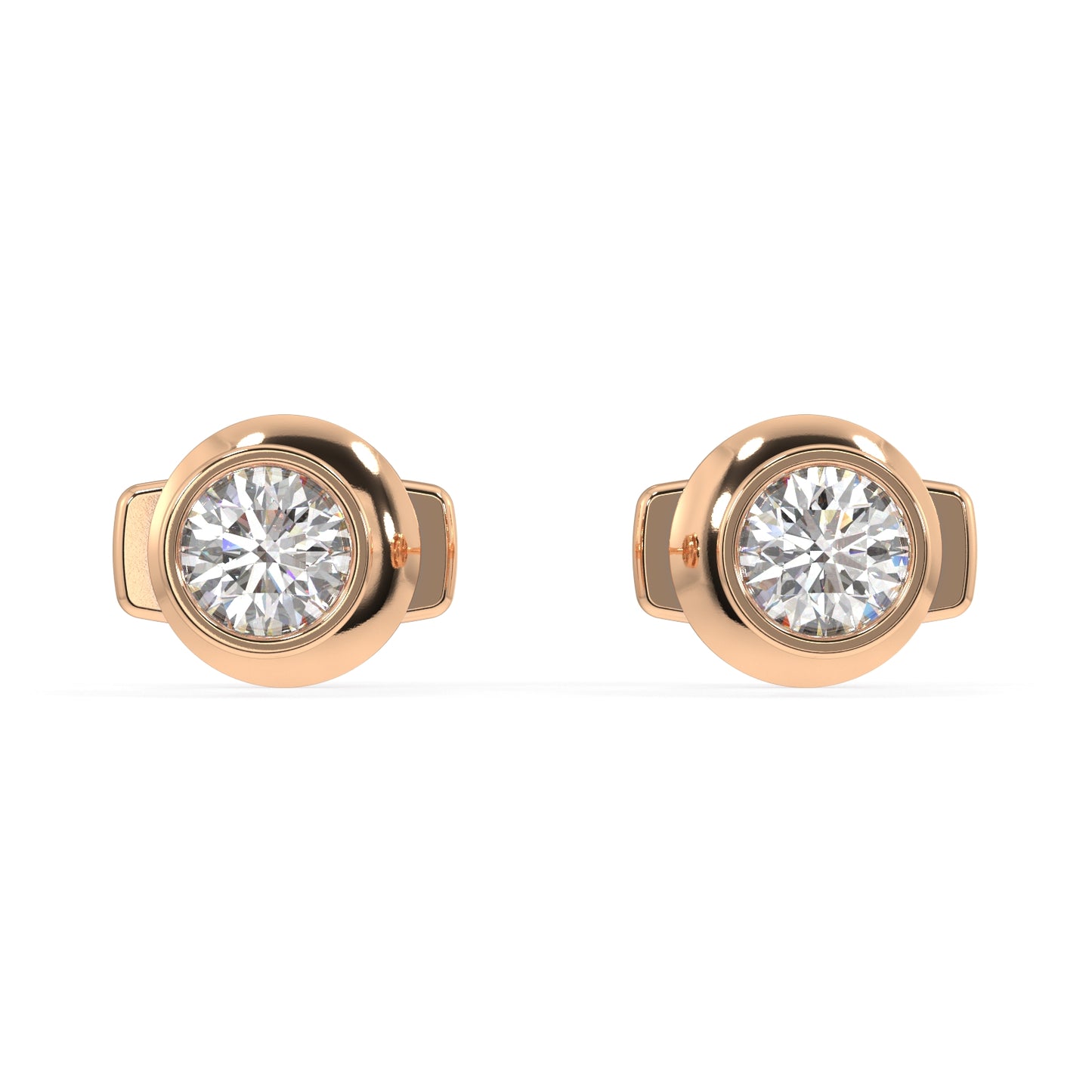 Classic Manhattan Round Diamond Bezel Studs