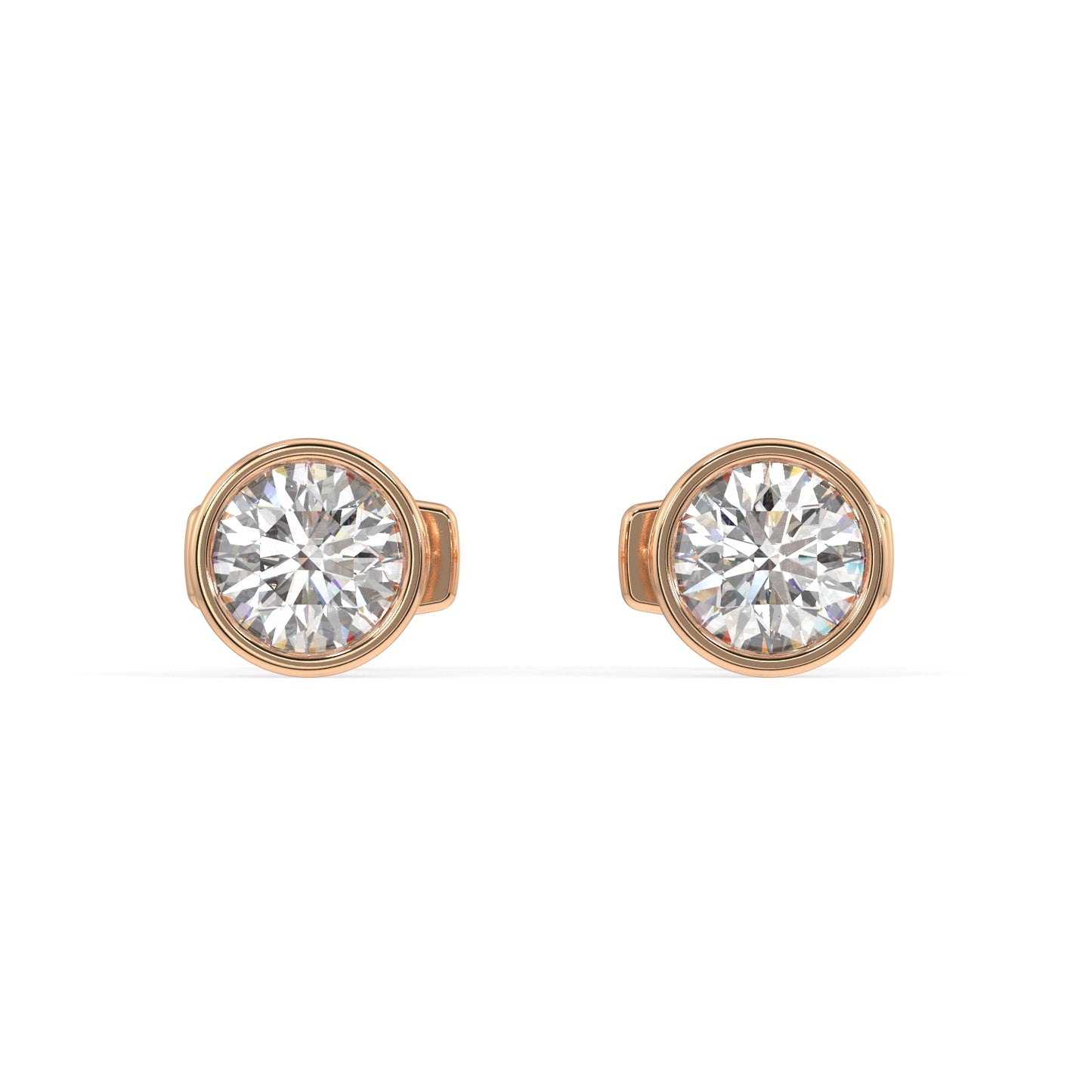 Classic Manhattan Round Diamond Bezel Studs