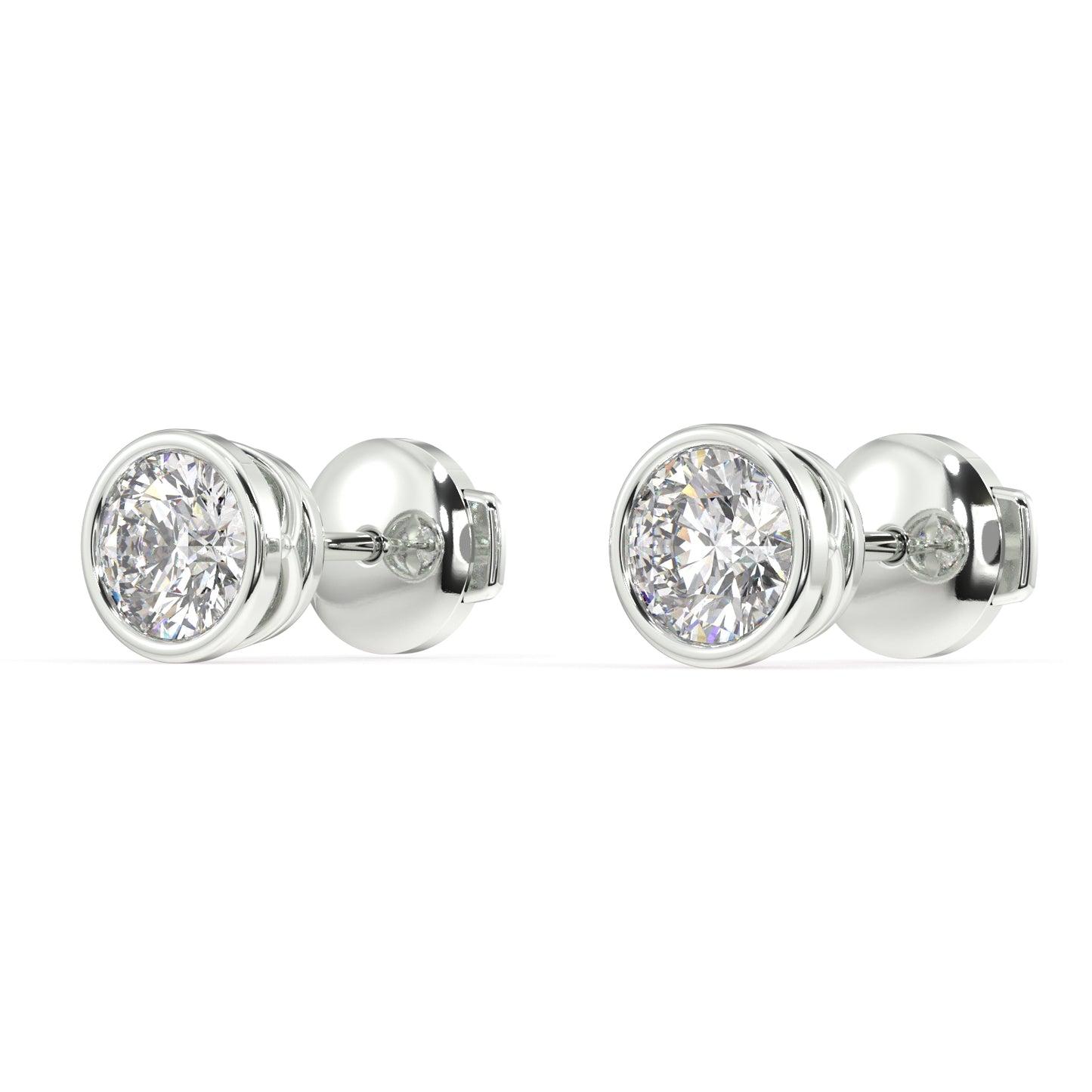 Classic Manhattan Round Diamond Bezel Studs