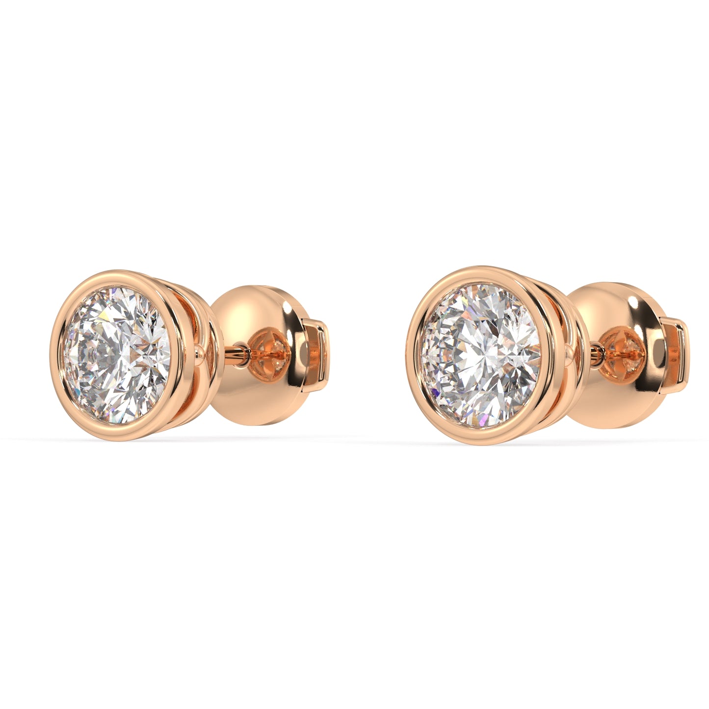 Classic Manhattan Round Diamond Bezel Studs