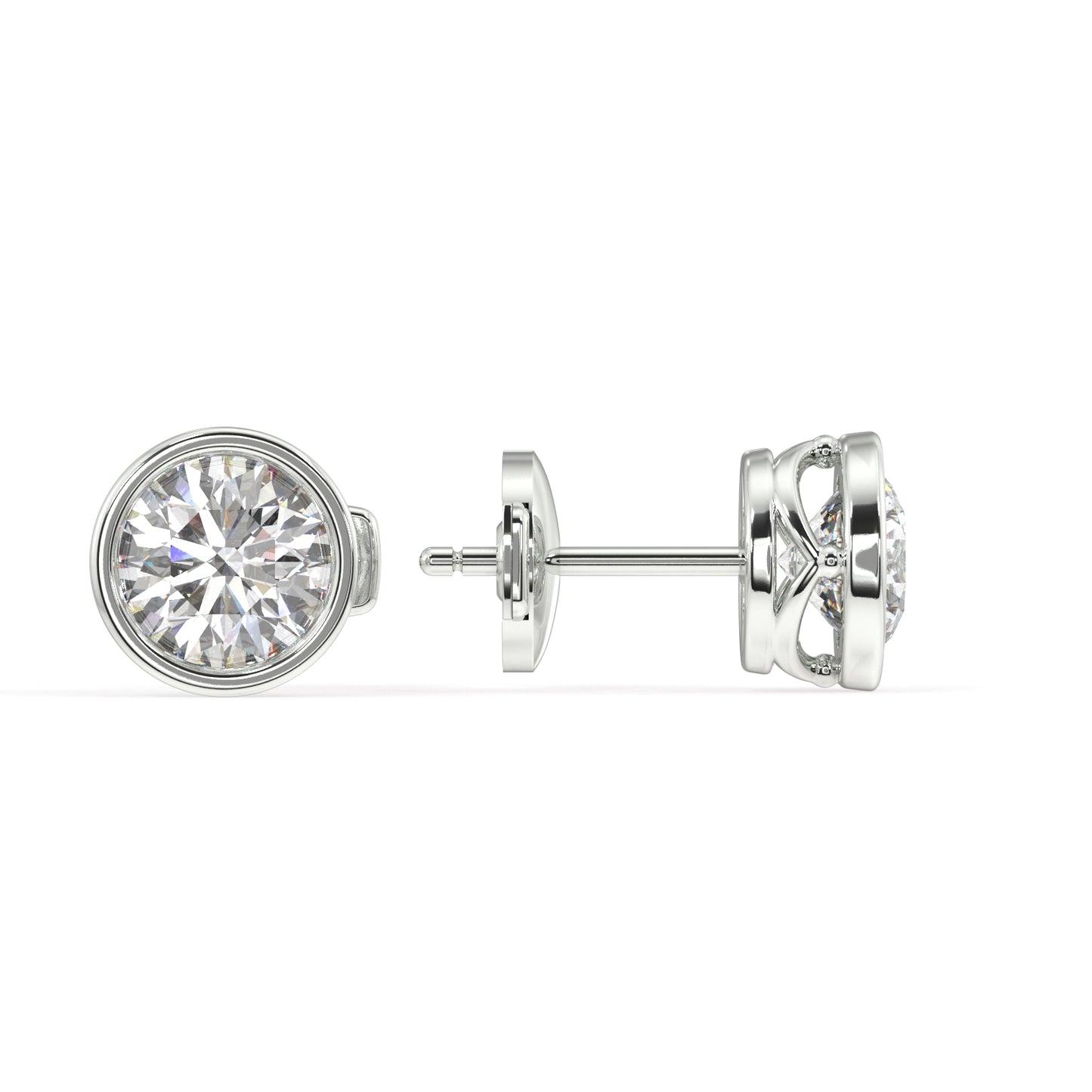 Classic Manhattan Round Diamond Bezel Studs