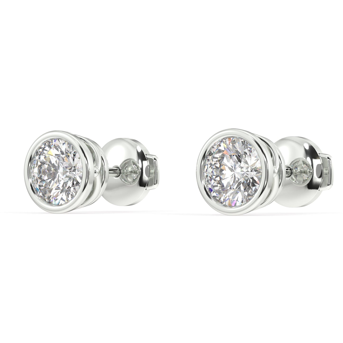 Classic Manhattan Round Diamond Bezel Studs