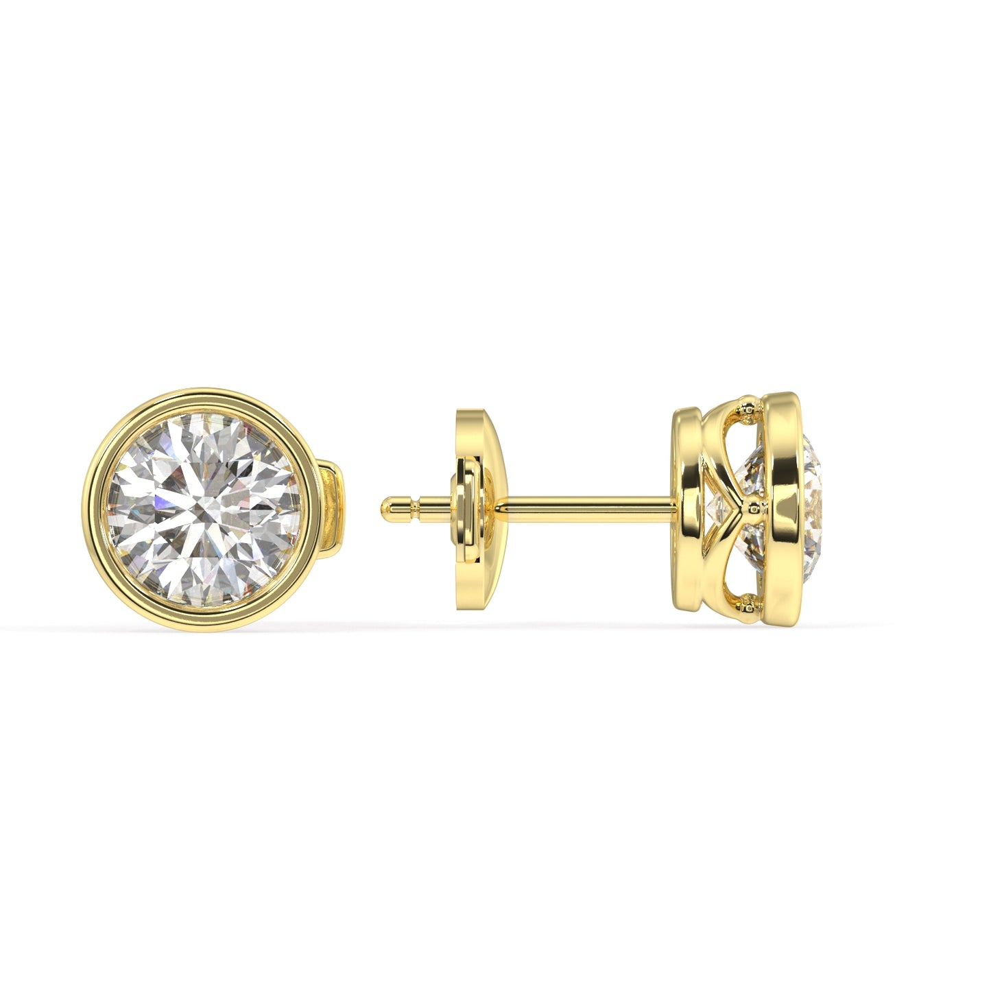 Classic Manhattan Round Diamond Bezel Studs