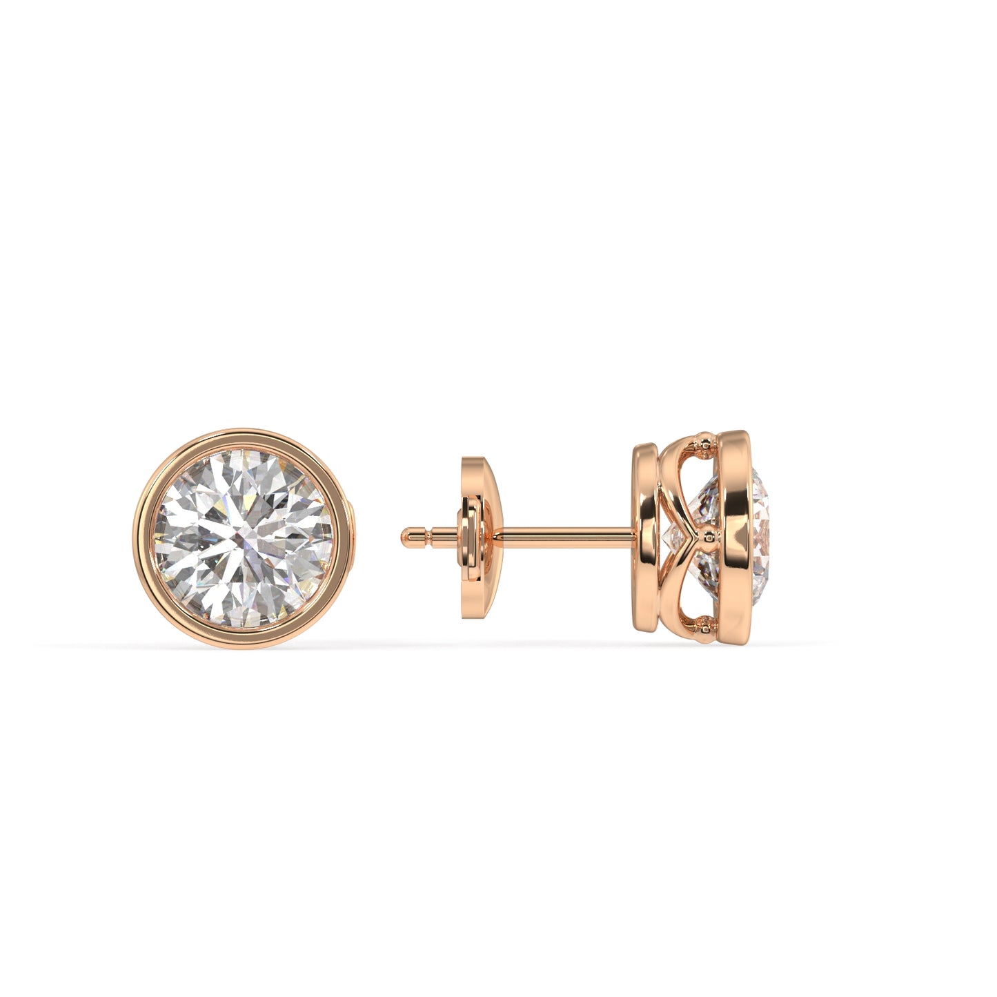 Classic Manhattan Round Diamond Bezel Studs