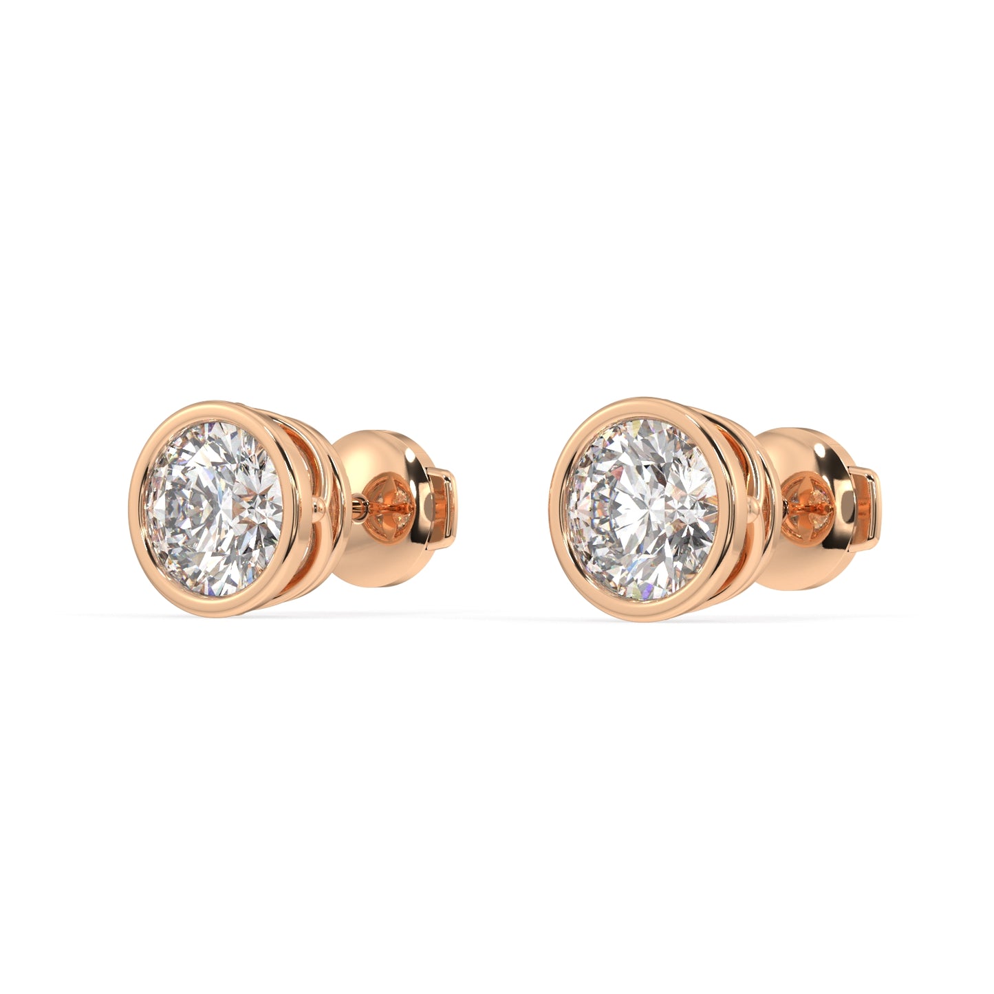 Classic Manhattan Round Diamond Bezel Studs