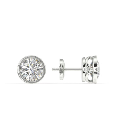 Classic Manhattan Round Diamond Bezel Studs