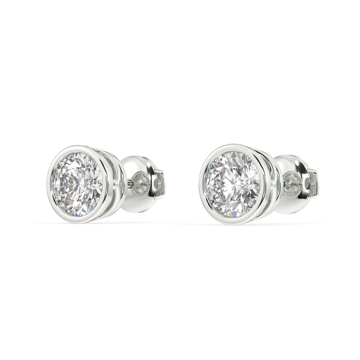 Classic Manhattan Round Diamond Bezel Studs