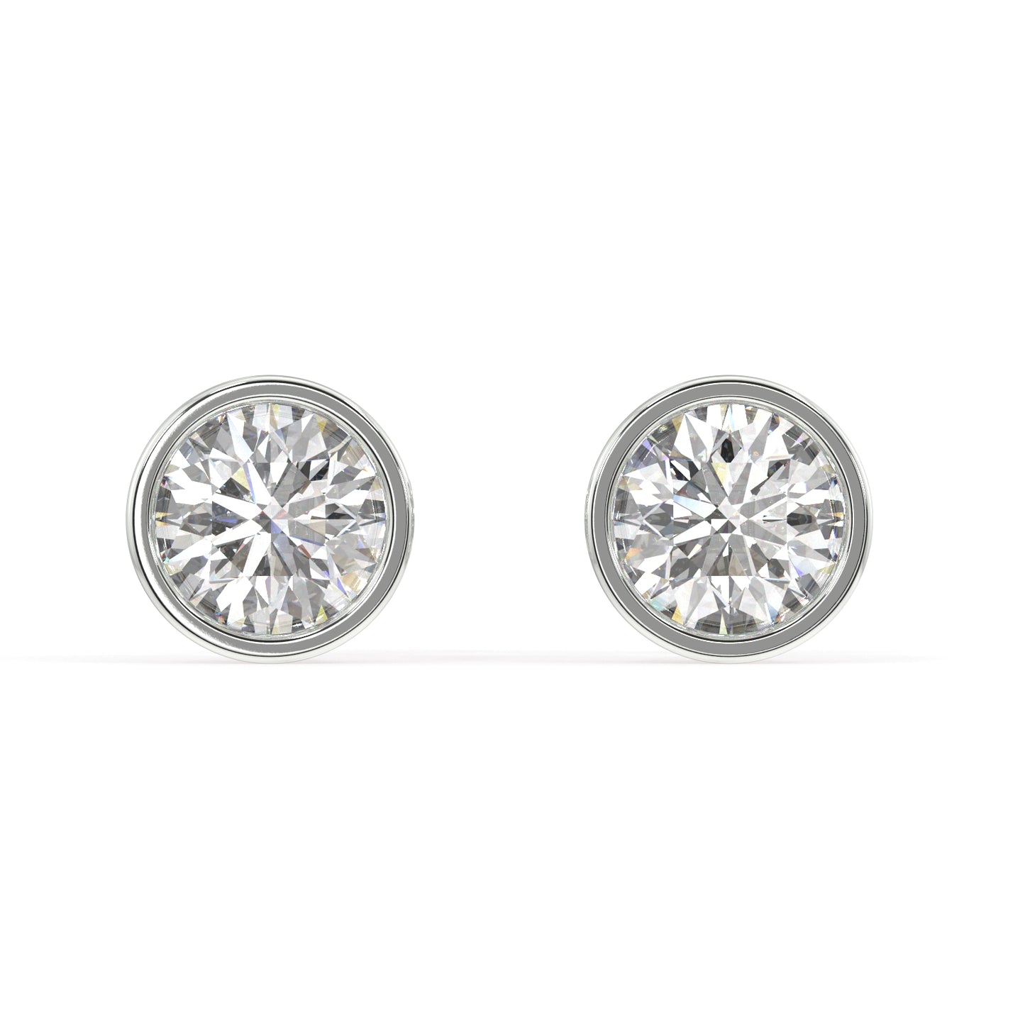 Classic Manhattan Round Diamond Bezel Studs