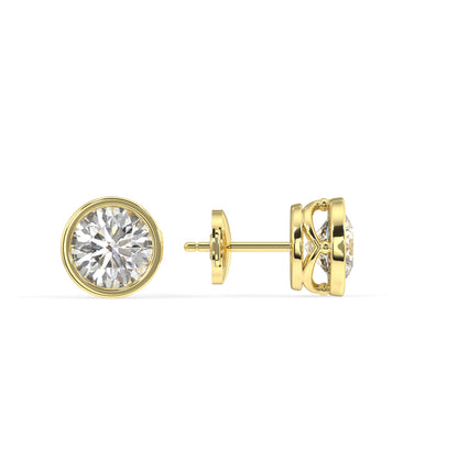 Classic Manhattan Round Diamond Bezel Studs