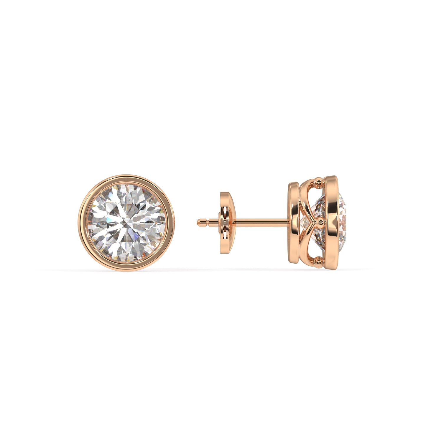 Classic Manhattan Round Diamond Bezel Studs