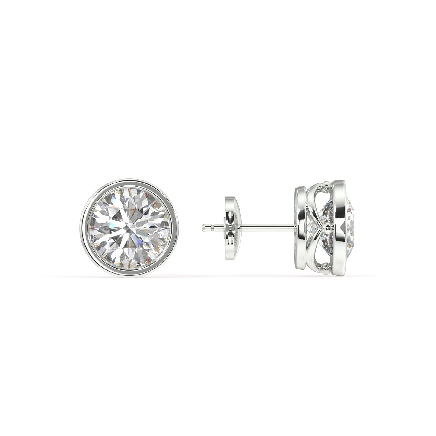 Classic Manhattan Round Diamond Bezel Studs