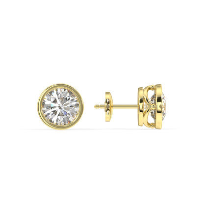 Classic Manhattan Round Diamond Bezel Studs