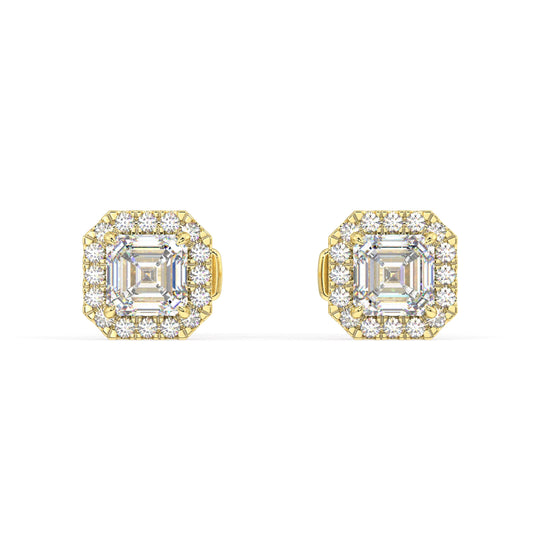 Houston Halo Asscher Diamond Studs