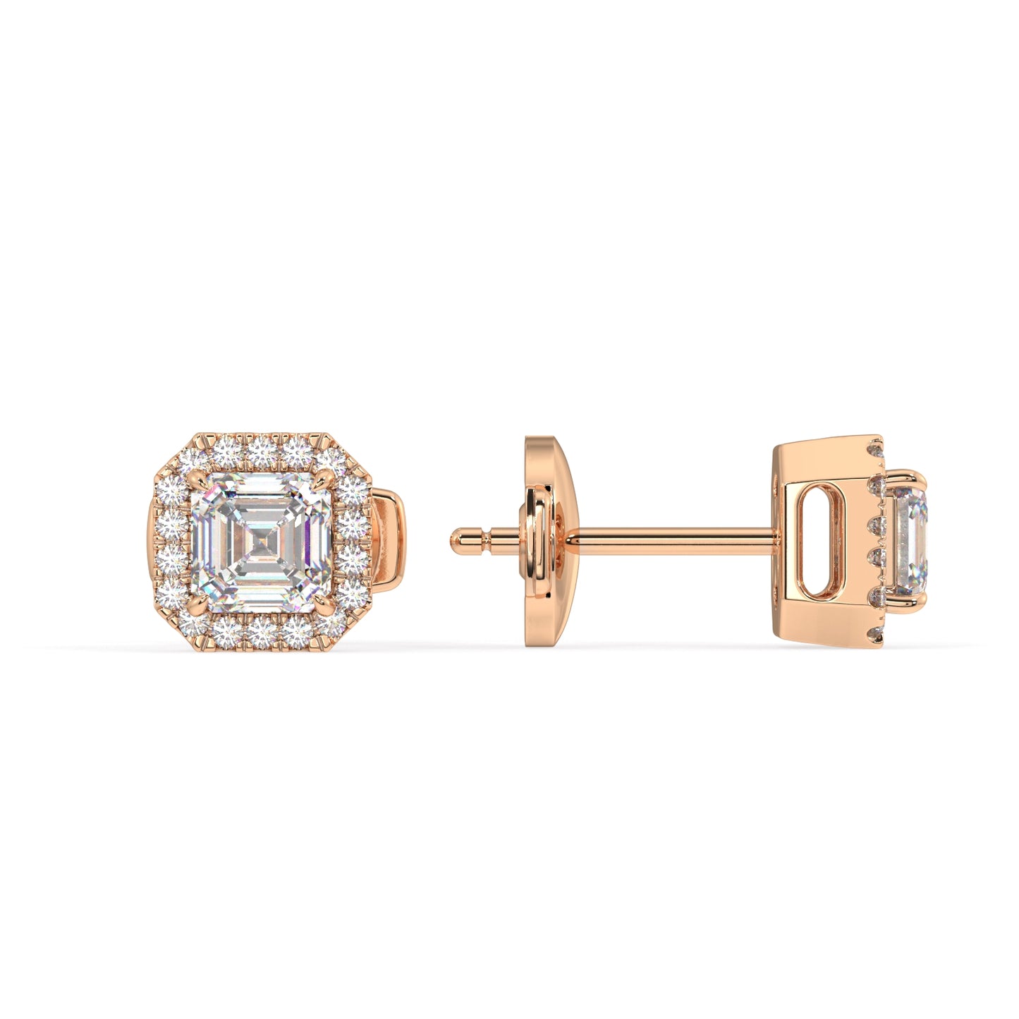 Houston Halo Asscher Diamond Studs