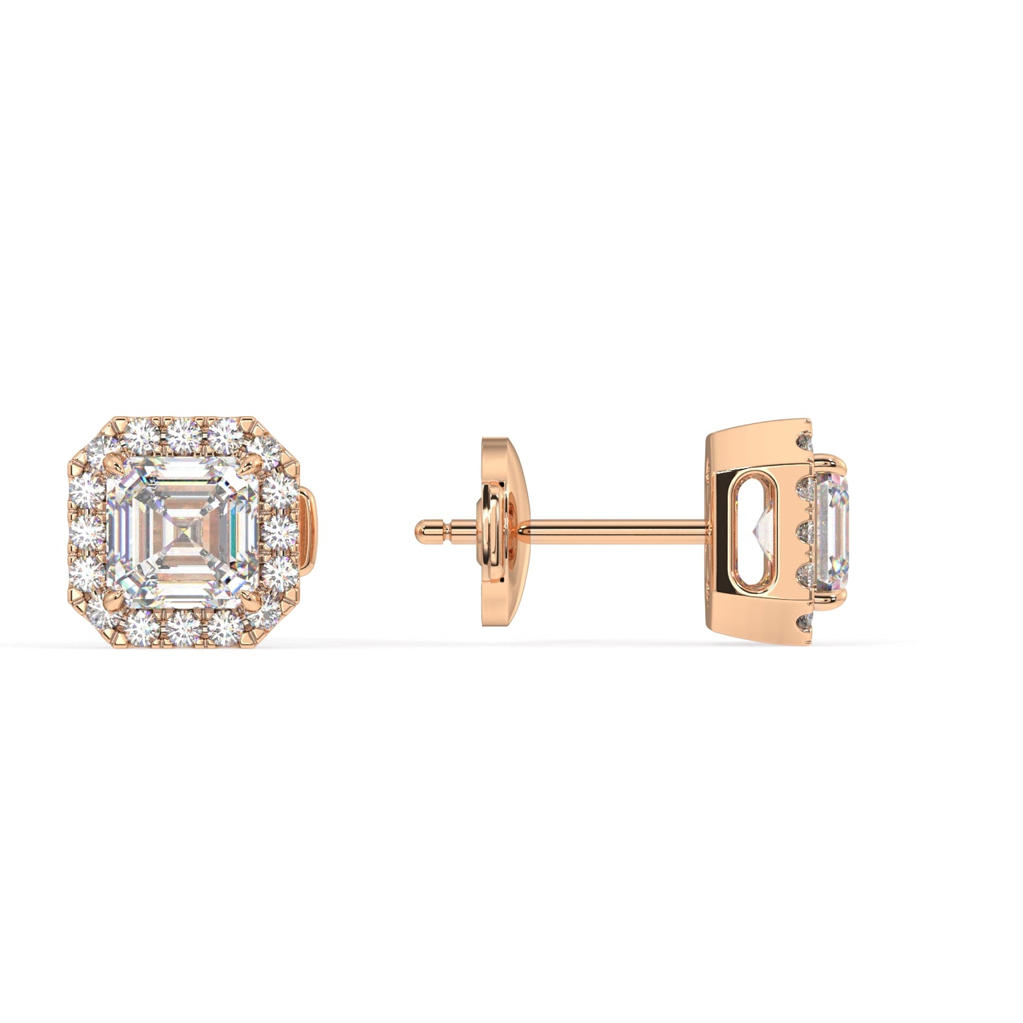 Houston Halo Asscher Diamond Studs