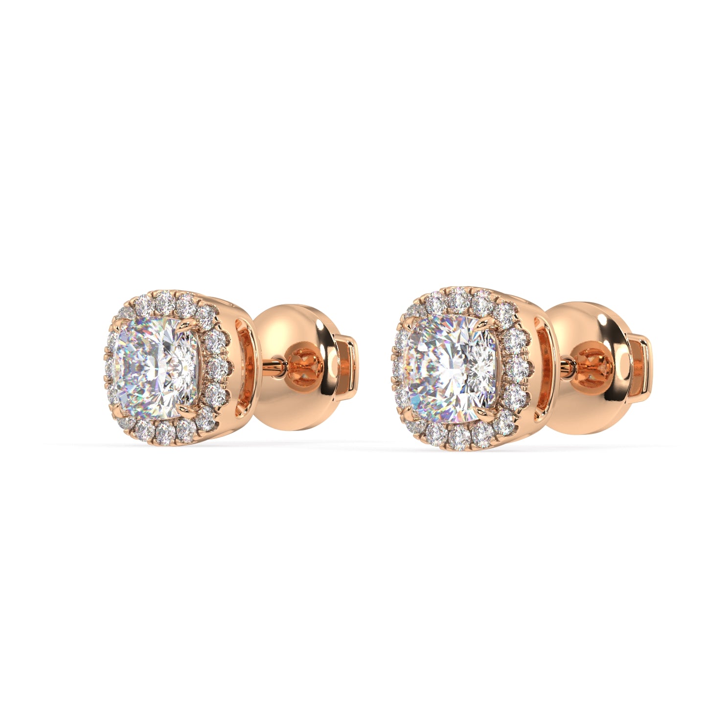 Houston Halo Cushion Diamond Studs