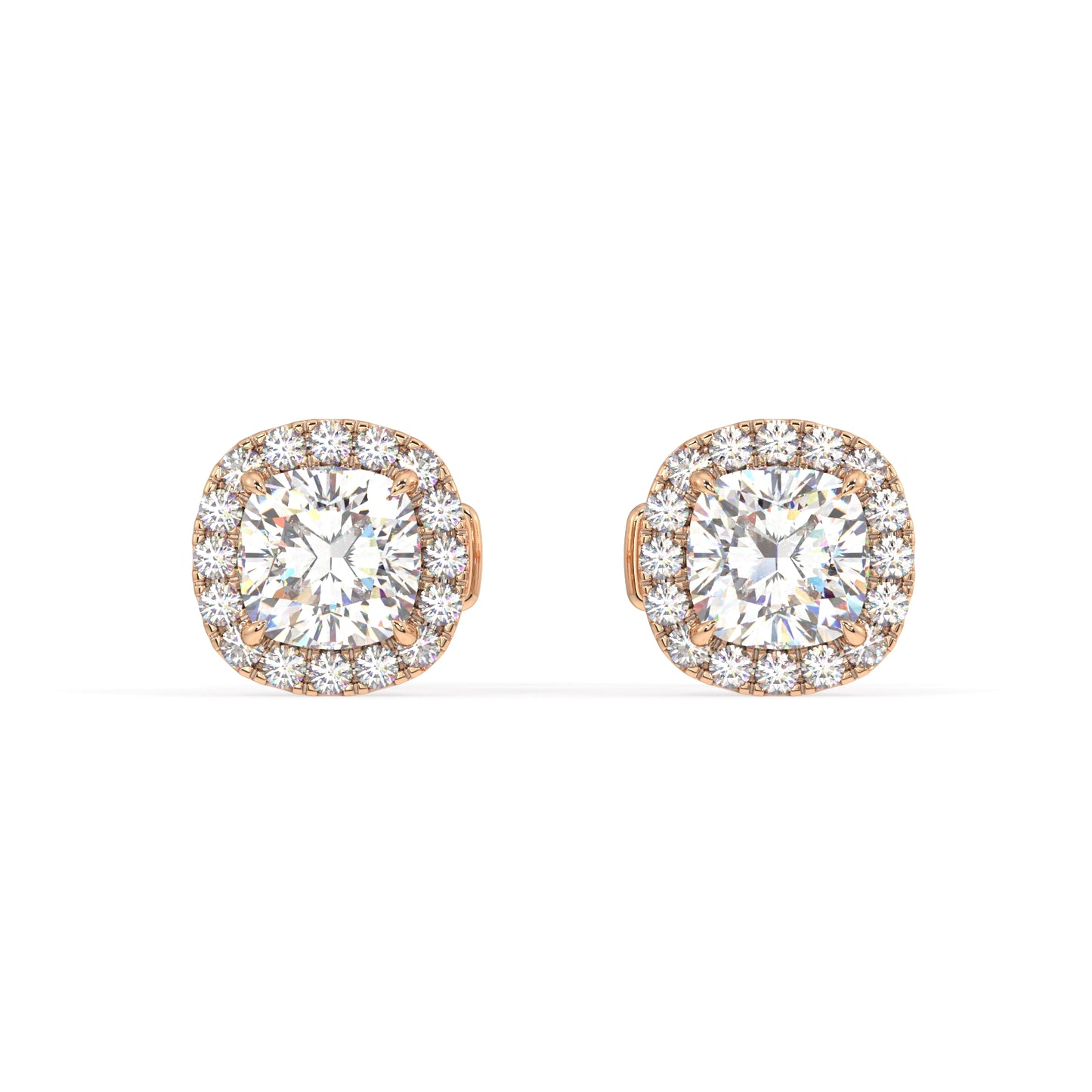 Houston Halo Cushion Diamond Studs