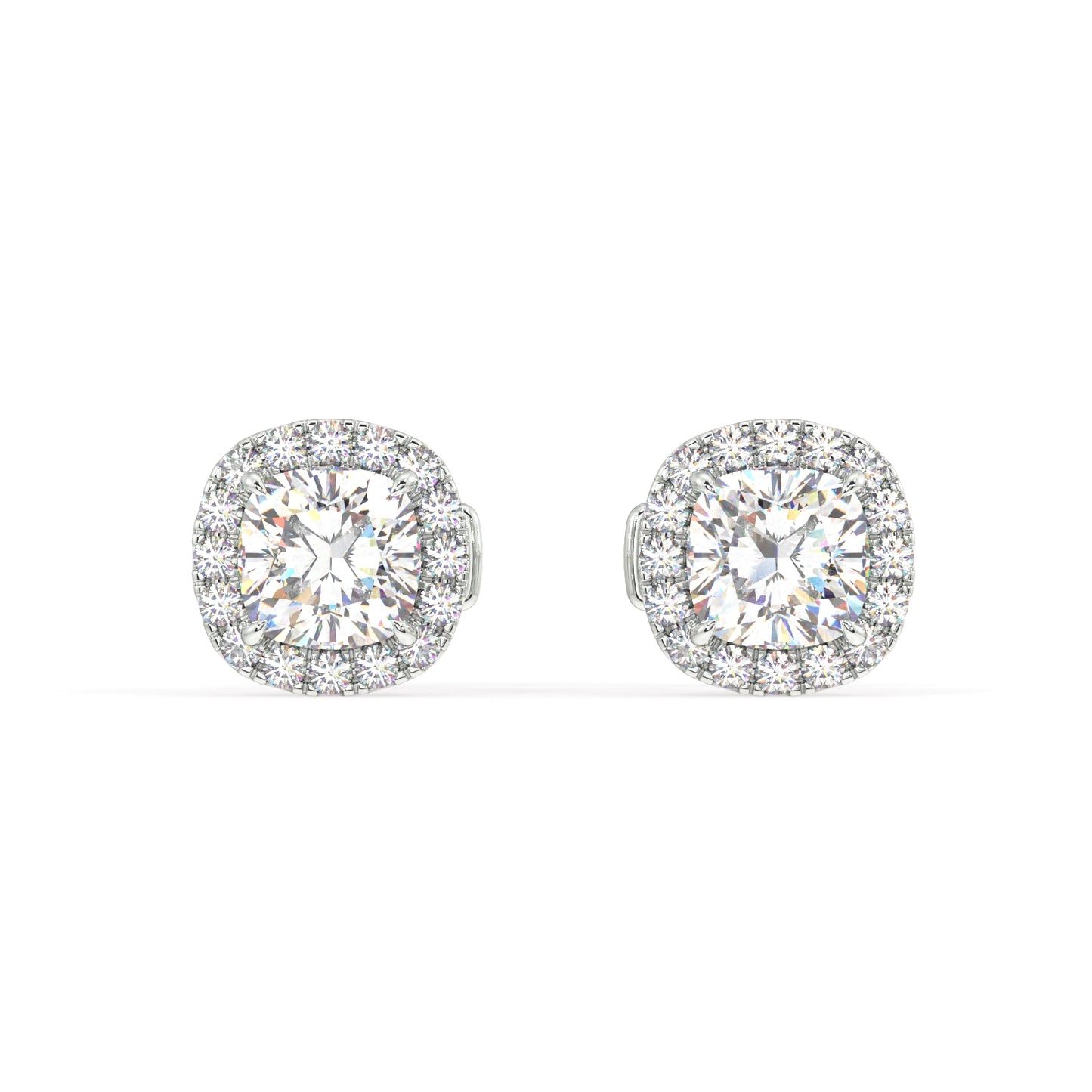 Houston Halo Cushion Diamond Studs