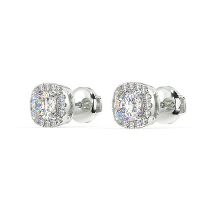 Houston Halo Cushion Diamond Studs