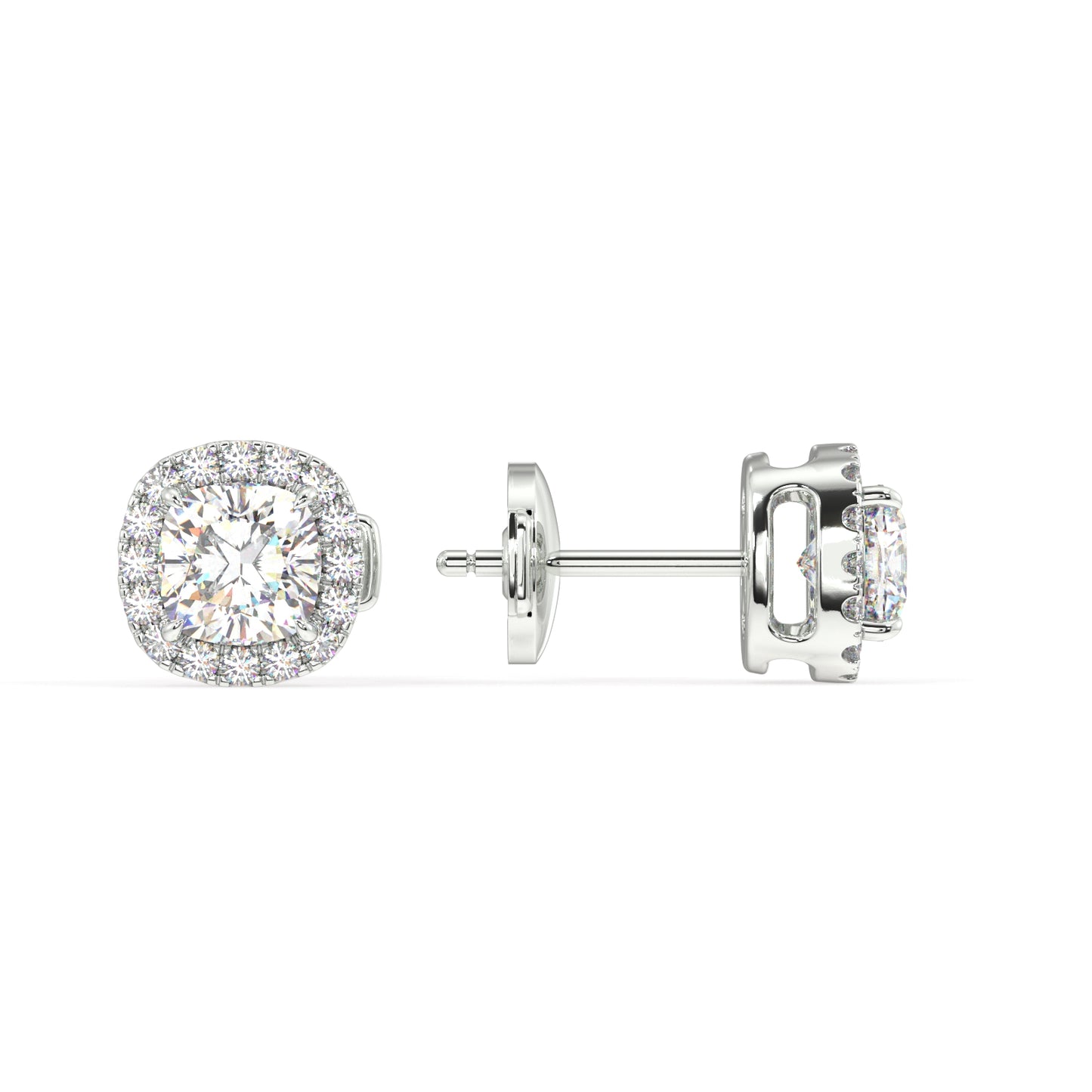 Houston Halo Cushion Diamond Studs