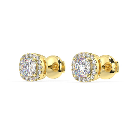 Houston Halo Cushion Diamond Studs