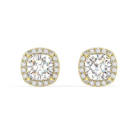 Houston Halo Cushion Diamond Studs